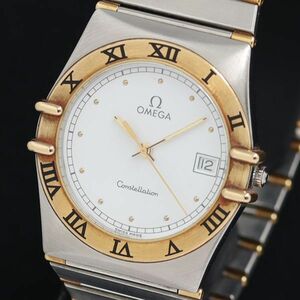 1円 稼動 オメガ コンステレーション デイト 白文字盤 QZ メンズ腕時計 SGN 1854600 5DIT