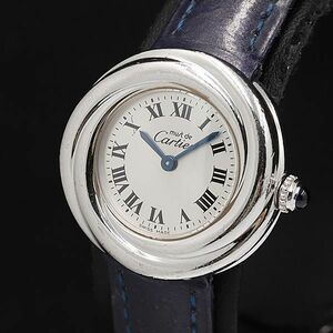 1 jpy operation superior article Cartier Must toliniti2439 SV925 QZ round silver face lady's wristwatch NSY 0099110 5BJT