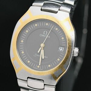 1円 オメガ シーマスター ポラリス QZ グレー文字盤 デイト ラウンド メンズ腕時計 DOI 0013200 5BJT