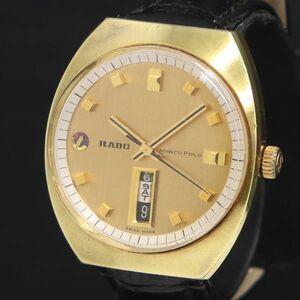 1 иен работа AT хорошая вещь Rado maru ko Poe ro11839 Gold циферблат дата мужские наручные часы KRK 0023100 5BJT