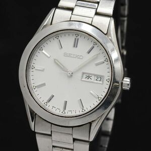 1 jpy operation Seiko 7N43-9080 Spirit day date QZ white face men's wristwatch TKD 2000000 5NBG2