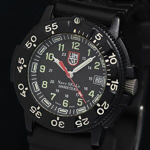 1 jpy operation superior article QZ box / guarantee attaching Luminox navy seal z200m 3000/3900 V3 Date black face men's wristwatch OKZ 2000000 5NBG2