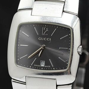 1 иен Gucci QZ 8500M черный циферблат Date квадратное мужские наручные часы KMR 2000000 5NBG2