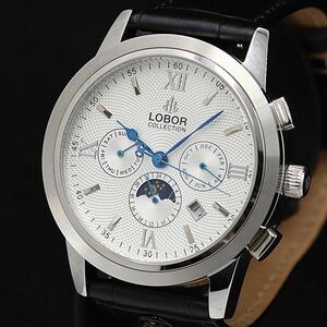 1 jpy operation superior article donkey -AT LB-S8170M silver face chronograph moon phase round men's wristwatch TCY0572000 5ERT