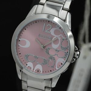 1 jpy guarantee / box attaching Coach 13.7.14.0647 QZ pink face lady's wristwatch TKD 2000000 5NBG2