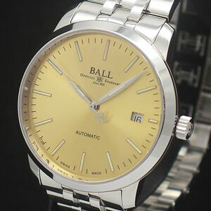 1 jpy operation superior article box / guarantee attaching ball AT -stroke -ks man NM2030D Date round Gold face men's wristwatch 0612600 5YBT MTM