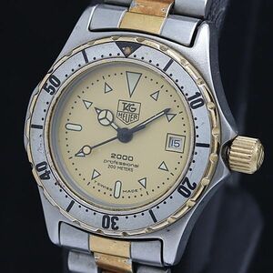 1 jpy operation tag * Heuer QZ 2000 Professional 200M 974.008 Date Gold face men's wristwatch 2000000 5NBG2 INU