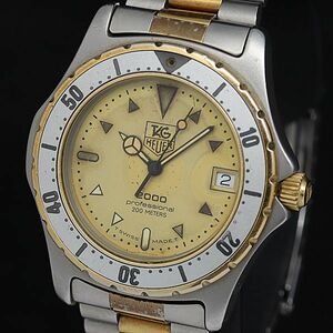 1 jpy TAG Heuer 2000 series 974.006 QZ yellow color face Date men's wristwatch KTR 2000000 5NBG2