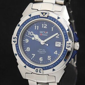 1 jpy operation superior article Sector QZ EXP 202 3253200045 blue face round Date men's wristwatch 2000000 5NBG2 OMI