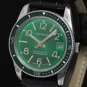 1 jpy sierra ton hand winding green face Date men's wristwatch KTR 2011000 5BJY