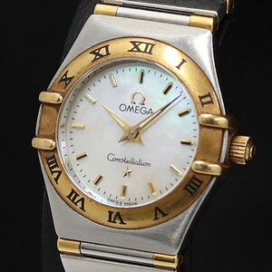 1 jpy guarantee attaching operation superior article Omega QZ Constellation 1362-70 YG×SS half bar pink shell face lady's wristwatch TCY 5036900 5RST