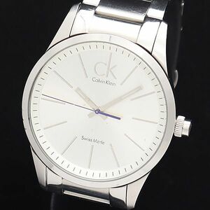 1 jpy operation Calvin Klein round K22411 silver face men's wristwatch SGN 2011000 5BJY