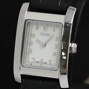 1 иен Fendi QZ квадратное белый циферблат мужской / женские наручные часы 0331100 5KHT INU
