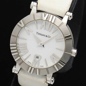 1 jpy operation Tiffany Atlas T10062052 QZ Date white face lady's wristwatch SGN 0688200 5YBT