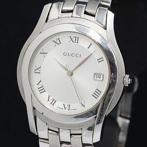 1 иен QZ Gucci 5500M Date серебряный циферблат мужские наручные часы OKZ 2011000 5BJY