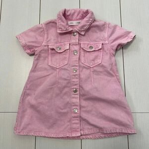 女の子　半袖　デニム　ワンピース　ピンク　ザラ ベビー服