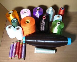 【大阪/岸和田発】工業用糸 刺繍糸 ししゅう糸 ミシン糸 混率不明 約10㎏ バラエティーセット（1）