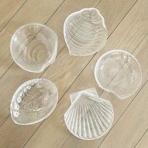 シェル　貝　貝殻　ガラス　小皿　5枚　セット　海