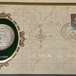 アンティークコイン イギリス 貿易ドル（中国貿易向けの特別鋳造銀貨約２８ｇ）解説書付きセレクトカバー（1990年香港消印）◎同梱可の画像4