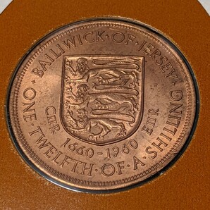 アンティークコイン ジャージー島 1/12シリング貨（12ペニー分・チャールズ２世1660から300周年）解説付セレクトカバー(ジャージー消印)の画像6