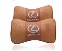 新品 レクサス LEXUS ロゴ刺繍 本革レザー 自動車 2個セット ネックパッド頚椎サポート首枕 汎用品LS/LC/UX/NX/RX/RC/IS/GS/ES200 ブラウン_画像1
