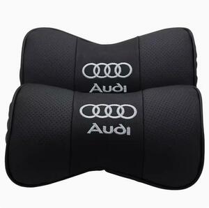 新品 アウディ Audi ロゴ刺繍 本革 レザー 自動車 2個セット ネックパッド 頚椎サポート 首枕 汎用品 Q2 Q3 Q5 Q7 A3 A4 A6