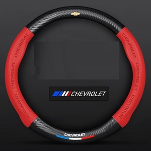 * new goods * Chevrolet * steering wheel cover * charcoal element fiber * steering wheel cover * motion type red 