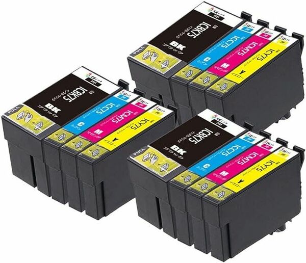 エプソン epson 互換インクカートリッジ ic75 ic4cl75 計12本 プリンターインク 互換インク EPSON