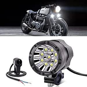 Aoling バイク フォグランプ LED 12V 24V兼用 防水スイッチ付き 9LED オートバイ補助フォグライト ホワイトス