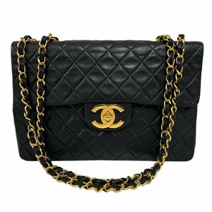 CHANEL シャネル デカマトラッセ34 ショルダーバッグ ブラック系 レディース ゴールド金具 ダブルチェーン ハーフフラップ 【中古】