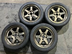 レイズ RAYS VOLKRACING TE37 ブロンズ 15インチ PCD108 OF+20 タイヤ付き プジョー106S16、シトロエンサクソVTSほか