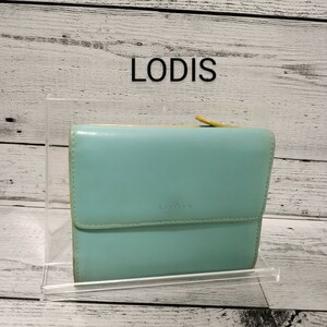 LODIS　ローディス　三つ折り財布　ブルー　イエロー　レディース　パステル