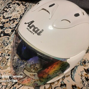 Arai アライ MZ パールホワイトmz ジェットヘルメット/ 57.58サイズ M /【10年製】レインボーシールドの画像2
