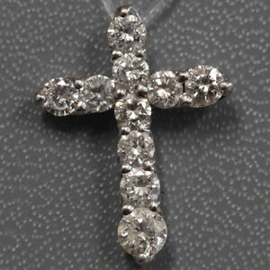 Pt900 diamond pendant top cross motif D1.01 2.0g