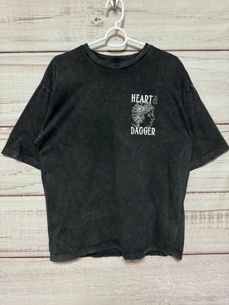 死神　アート柄　タトゥー　古着　Tシャツ　両面プリント　HEART&DAGGER