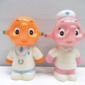 フィギュア祭 佐藤製薬 ドクターサトちゃん ナースサトコちゃん コインバンクセット sato DOCTOR NURSE ソフビ 貯金箱 レトロ 長期保管品の画像2