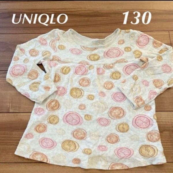ユニクロ ロングシャツ 130 パジャマ ロンＴ インナー トップス 春 夏 カットソー Tシャツ プリント UNIQLO 子供