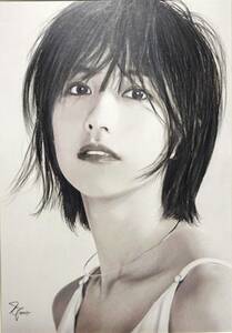 Art hand Auction 『作品4039』S.Tomo氏直筆色鉛筆画 超美品 美人画 新品額装, 美術品, 絵画, 鉛筆画, 木炭画