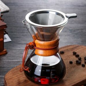 コーヒーサーバー ドリップコーヒーサーバー 600ml ペーパーコーヒー コーヒーサイフォン 耐熱ガラス コーヒードリッパー