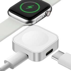 スターライトカラー コンパチブル Apple Watch磁気充電器アダプタで、USB-C型またはiPhone電源ケーブルを繰り返し