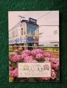 江ノ電　紫陽花切符【江ノ島駅B型硬券大人入場券19・6・1未入鋏】　フォト付