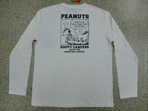 新品 スヌーピー/SNOOPY 長袖Ｔシャツ白L メンズ レディース アメカジ アウトドア キャンプ 山登り WOODSTOCK ロゴT 激カワ メール便可能