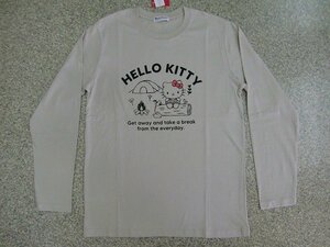 新品 ハローキティ/HELLO KITTY長袖Ｔシャツ肌L メンズ レディース キャンプ ロゴT ロンT サンリオ キティちゃん 激カワ 人気 メール便可能