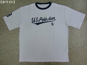 新品 US POLO ASSN/ユーエスポロアッスン 半袖Ｔシャツ白L メンズ アメカジ オーバーサイズ ビッグシルエット ロゴT リンガー メール便可夏