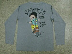 新品 大きいサイズ ベティーブープ/Betty Boop長袖Ｔシャツ灰4L メンズ レディース アメカジ バイカー BIG ロゴT ロンT 激カワ メール便可