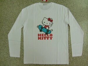 新品 ハローキティ/HELLO KITTY長袖Ｔシャツ白M メンズ レディース スケボー ロゴT ロンT サンリオ キティちゃん 激カワ 人気 メール便可能