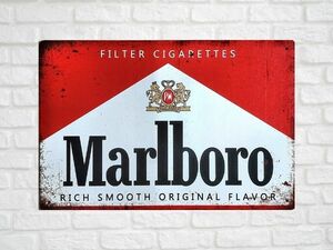 ブリキ看板 MARLBORO マルボロ 80 メタルプレート DIY インテリア たばこ シガー アメリカン雑貨 レトロ風 世田谷ベース おしゃれ