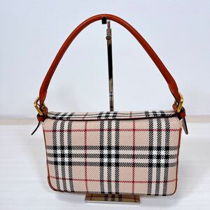 未使用 BURBERRY バーバリー ハンドバッグ ワンショルダー ノバチェック ウール レザー ベージュ