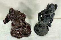 1円〜 金属工芸 仏像 観音菩薩 菩薩立像 七福神 恵比寿様 仏教美術 観音像 鉄製 ブロンズ製 銅製 置物 オブジェ 2体 まとめて 古美術 彫刻_画像8