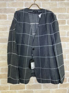 タグあり EMPORIO ARMANI エンポリオアルマーニ ノーカラージャケット グレー USA48 33824991